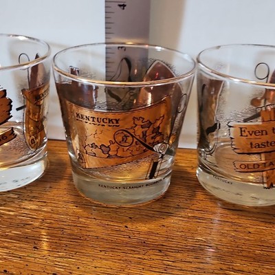 Old Taylor 86 Kentucky Straight Bourbon Advertising Rocks Glasses Lot of 4