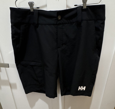 Helly Hansen Men's Black Solid Cargo Shorts Polyester Nylon Flat Front Regular