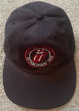 Vintage Rolling Stones Hat Tongue Snapback Black Tour Rock Music Band Retro Cap