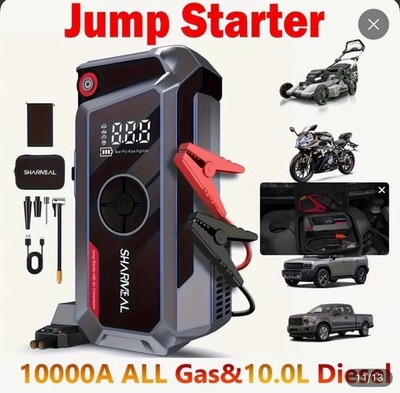 Sharmeal 10000A Jump Starter with 150PSI Air Compressor, Portable Car Battery Bo