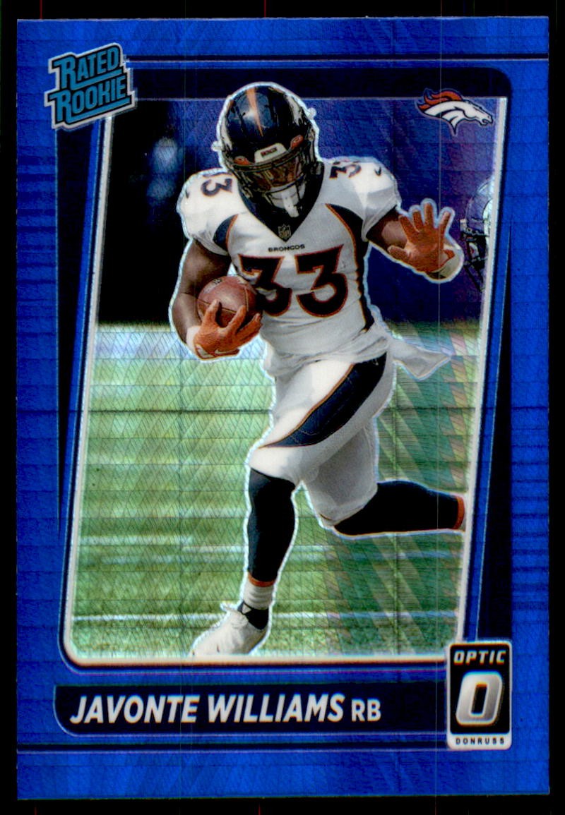 2021 Donruss Optic #215 Javonte Williams Blue Hyper RC