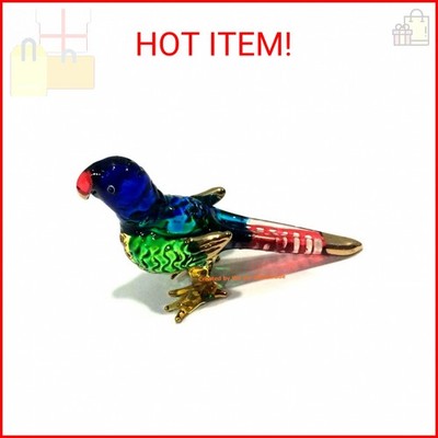 Handmade Mini Blown Glass 2'' Parrot Bird Fantasy Figurine Art, Cool Stuff, Minia