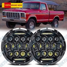 Pair 7 Inch Round Led Headlights For Ford F-100 F-250 F-350 Pickup 1953-1977