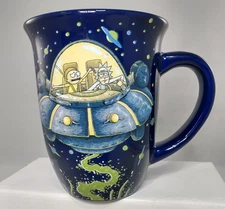 Rick And Morty Mug Spaceship Space Blue 16oz Ceramic Mug Cup  Adult Swim
