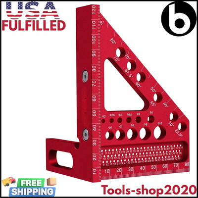3D Aluminum Carpenter Square Ruler, Metric Multi-Angle 22.5° 90° Tool-USA STOCK