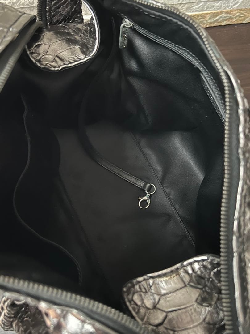 CHANEL Python Chain Boston Bag Silver Hardware La… - image 15