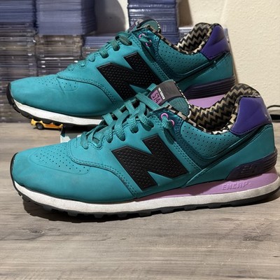 New Balance WL574CE Teal Purple Black Leather 574 Women s Size 10 EU 41.5