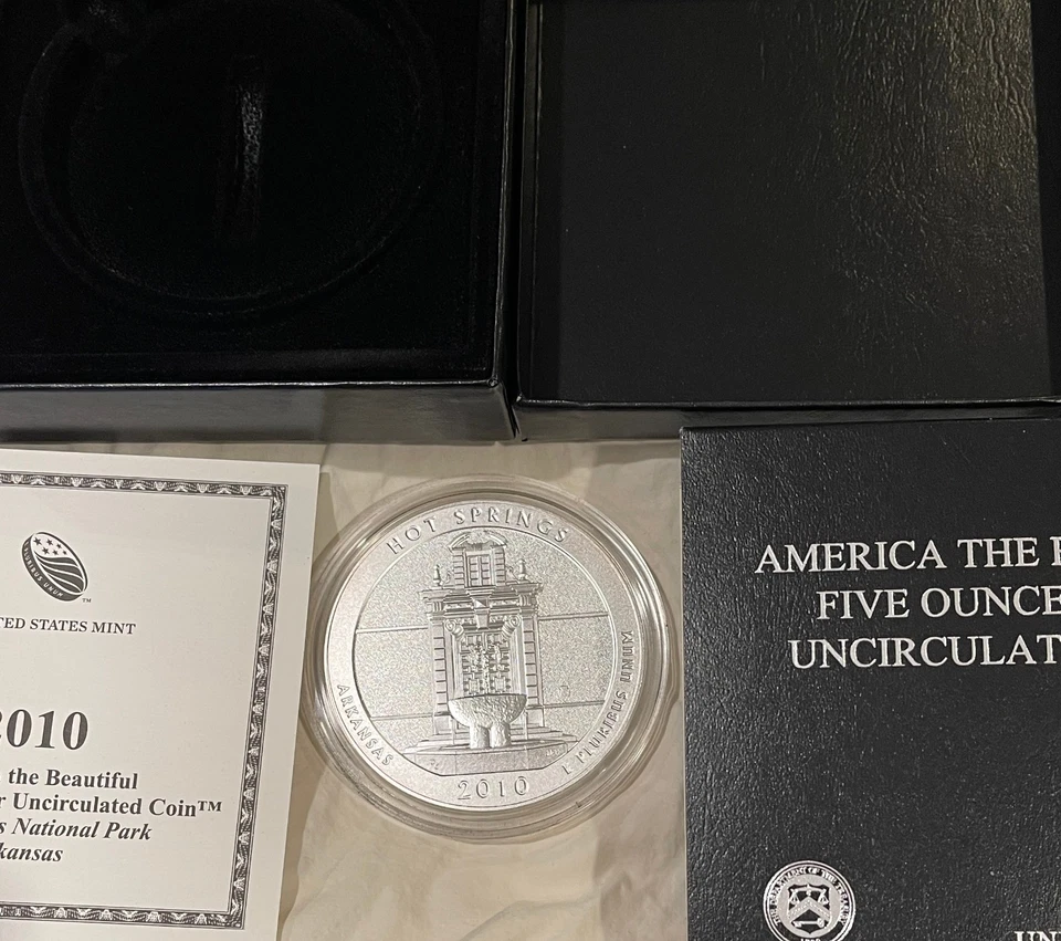 Superb ~2010-P 5 oz Silver ATB Hot Springs National Park, AR (w/ Box and COA) - Image 2 of 4