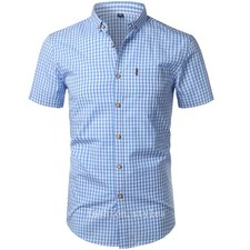 Camisa De Vestir Con Botones Elegante De Algod n A Cuadros Para Hombres Negocios