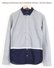 SCOTCH  SODA Ams Couture Men'S Shirt S Grey Blue Pure Cotton Long Sleeve