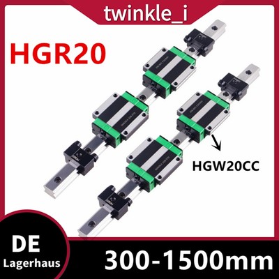HGR20 2X Linearführung Führungsschiene Rail+4X HGW20CC & 4X Begrenzungsblock set