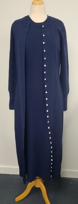 Altuzarra blau Merinowolle Maxi Strick Zweiteiler Kleid & Wickel - Größe S