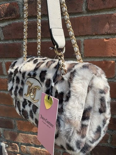 New Juicy Couture fluffy flap  Snow Leopard Shoulder Bag HTF - Picture 8 of 8