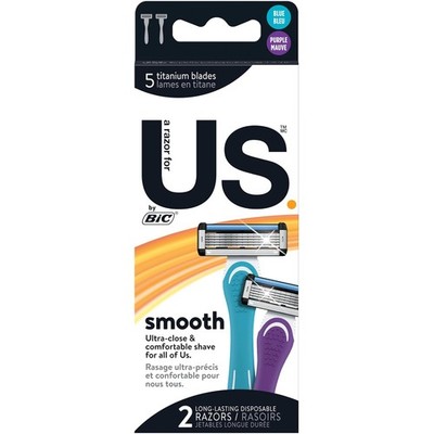 BIC Us 5 Blade Disposable Razors Unisex with Lubrication Strip 2 Count