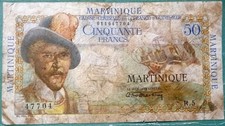 MARTINIQUE FRENCH ANTILLES 50 FRANCS NOTE FROM 1947 - 1949 ISSUE, P30