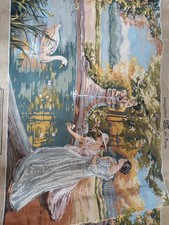 French vintage needlepoint Painted Canvas Fountain Seg De Paris