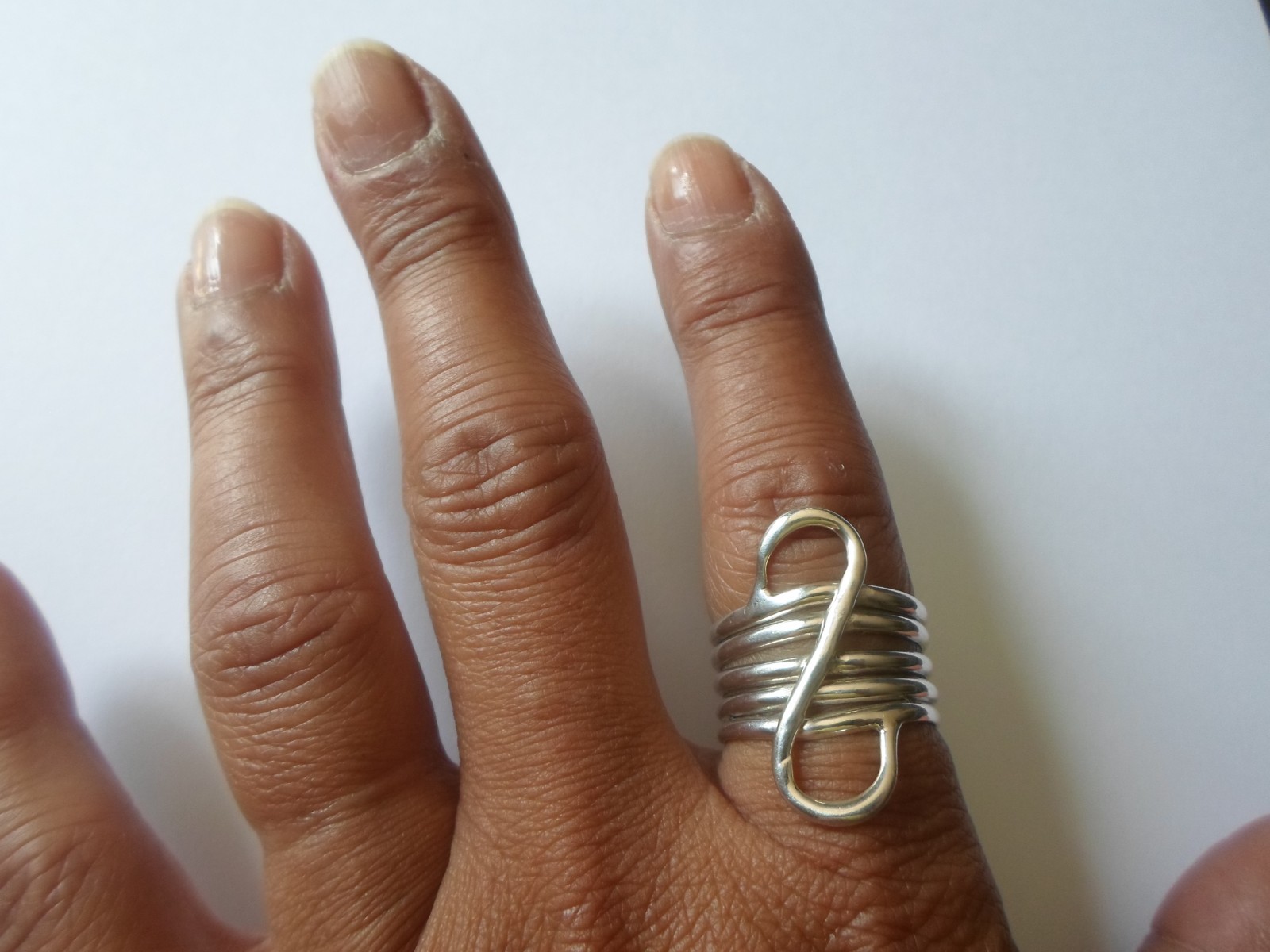 solid silver ring, multi row openwork, size 59/60 - image 5