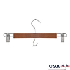 3Pc Solid Wood Pant Skirt Hangers W/ Clips Space Saving 360-Degree Swivel Hooks