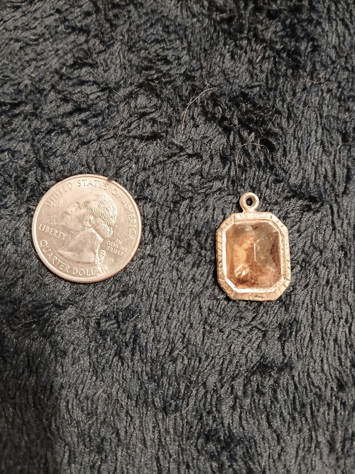 Small Octagonal Silver Pendant, Rectangular Vinta… - image 2