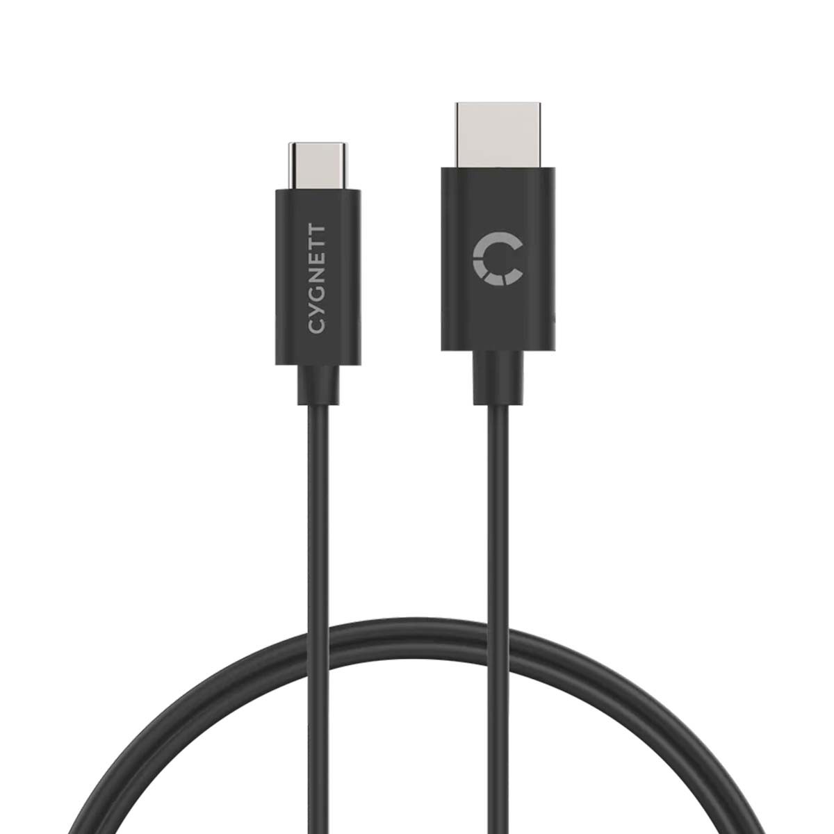 Câble HDMI vers USB-C 4K 60Hz Cygnett de 1,8m noir pour vidéo Ultra HD
