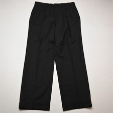 Jack Victor 32x30 Black 100% Wool Valentino Pleated Cuffed Baggy Mens Pants