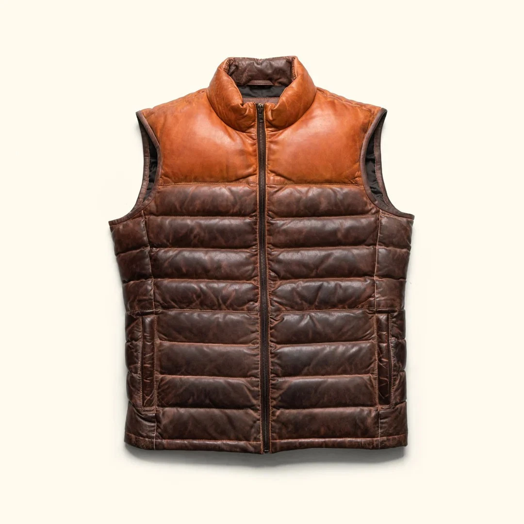leather jacket men Bridger Leather Down Vest
