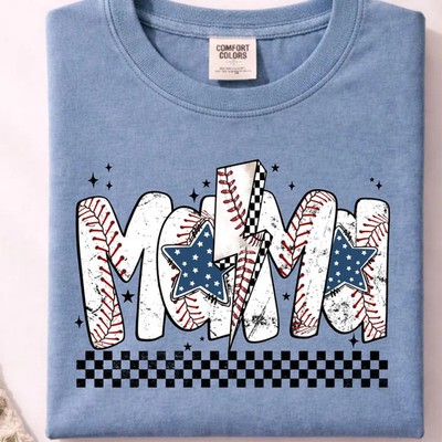 Retro Baseball Mama Comfort Tee Lightning Bolt Game Day Fan