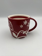 Starbucks Holiday 2007 Red Snowflake Christmas Tree Penguin Coffee Mug Cup 8 oz