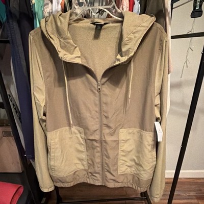 Volcom Full Zip Hooded Windbreaker Jacket Beige Men's Regular Fit Size XL