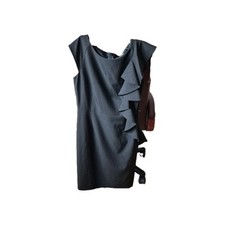 Isabella DeMarco BLACK  Size 10 Sleeveless Asymmetric Ruffle Sheath Work Dress