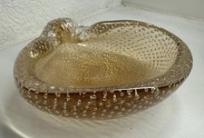 Murano Glass Dish Bullicante Shell by Flavio Poli Vintage  Bubble Ashtray