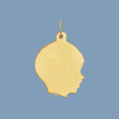 Engravable Small Boy Head Charm Pendant Real Solid 14K Yellow Gold 