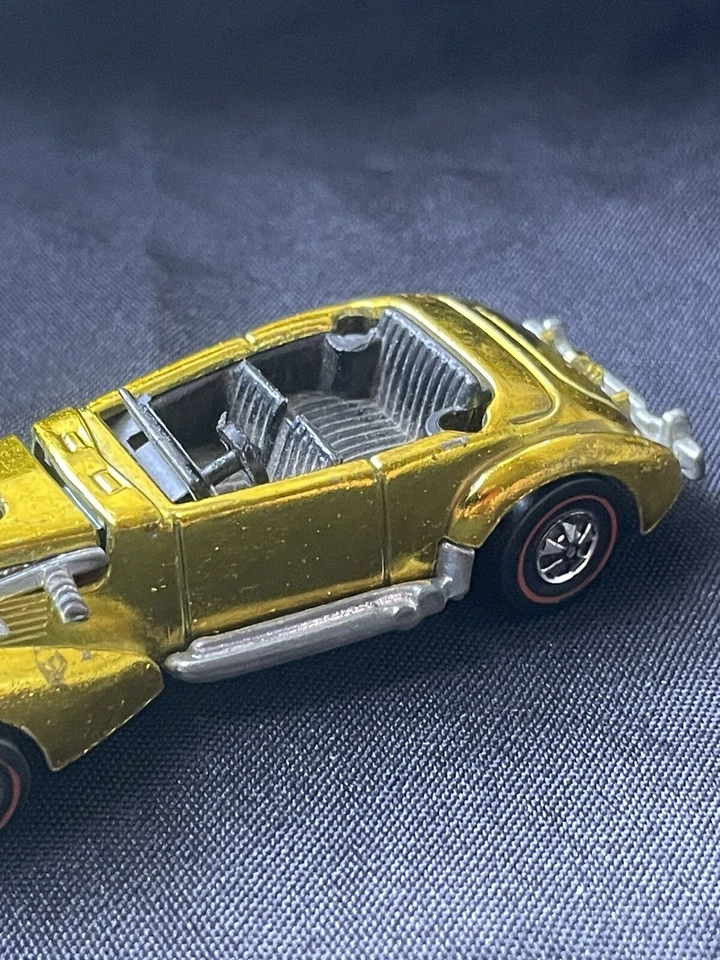 1970 RARE Hot Wheels CLASSIC CORD USA Redline Spectraflame GOLD Yellow No Roof - Image 3 of 4