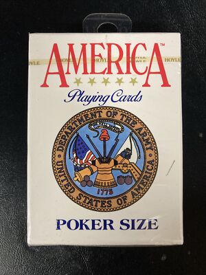 Vintage New AMERICA Hoyle Poker Military Playing Cards US Army Poker Size 