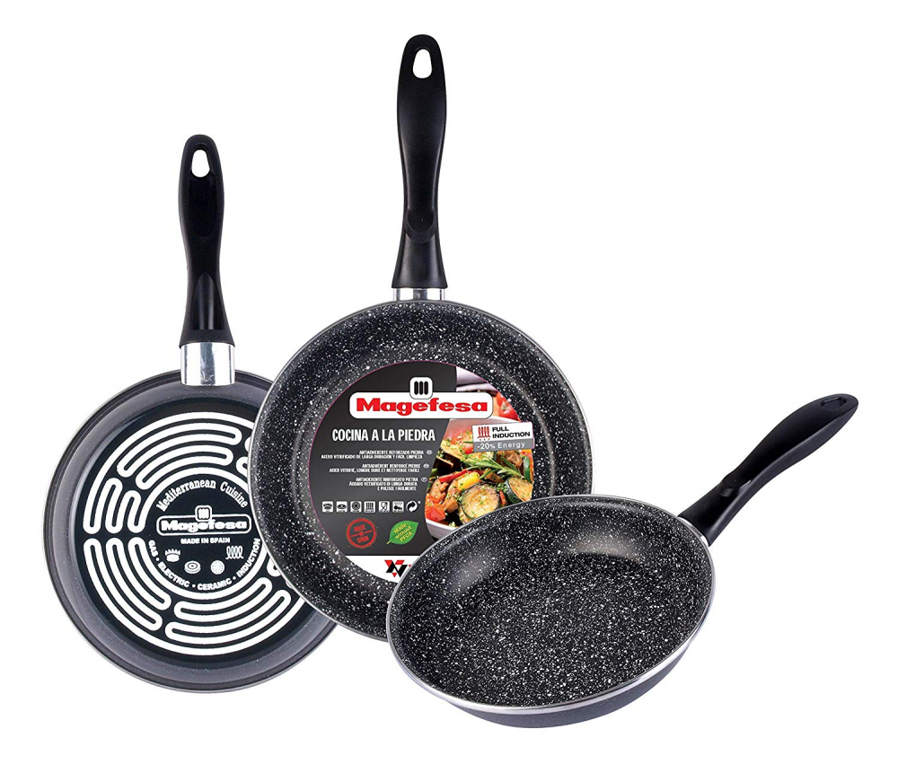 MAGEFESA K2 GRANSASSO Set de 3 3 de poêles à frire, 18, 20 & 24 cm de diamètre, Gris foncé b8d1a1 MAGEFESA K2 GRANSASSO Set de 3 3 de poêles à frire, 18, 20 & 24 cm de diamètre, Gris foncé b8d1a1
