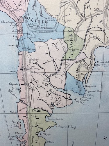 Original Antique Drawing 19th Century - Study, Map Geography South America, 1886 - 第 8/10 張圖片