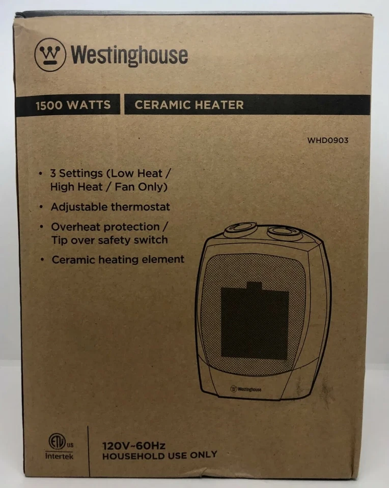 Westinghouse Ceramic Heater w/Adjustable Thermostat WHD0903 1500W NIB - Image 3 of 4