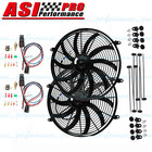 2pcs 16" PULL/PUSH RADIATOR Electirc Thermo Curved Blade FAN MOUNTING+relay ;New