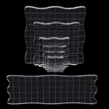 Clear Acrylic Stamp Blocks Set Stamping Tools with Grid Lines 4 Pack