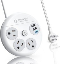 US Power Strip Surge Protector 3 AC Outlets 2 USB Ports Type C Port 10 FT Cable