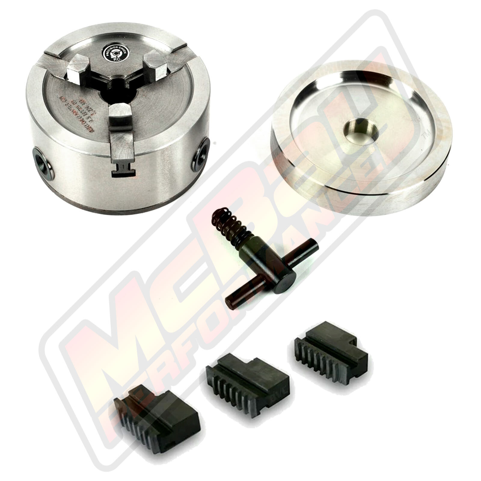 3 Piece Hubless Quick Chuck Adapter Set w/ Extended Jaws 1" Arbor Brake