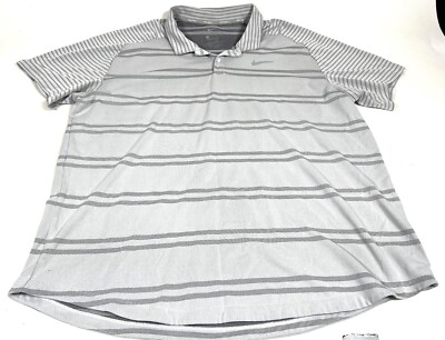 Nike Tiger Woods Shirt XL TW Zonal Cooling Striped Raglan Golf Polo AA2884 100