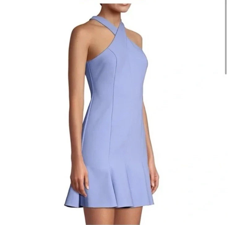 VETEMENTS PROBABILE abito donna stile Halter svasato Carolyn mini crepe pervinca taglia 12