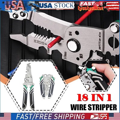 18-in-1 Multi-function Foldable Wire Stripper,Multifunctional Wire Stripper Tool