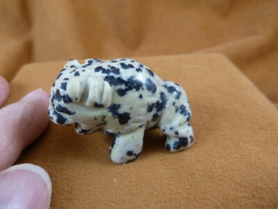 Y-BUF-570 Spotted Dalmation Jasper BUFFALO bison gemstone figurine buffalos