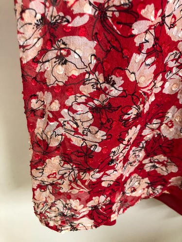DAVID LAWRENCE MELVILLE Dobby Camisole & TOP red floral SILK size 12 - Picture 7 of 11