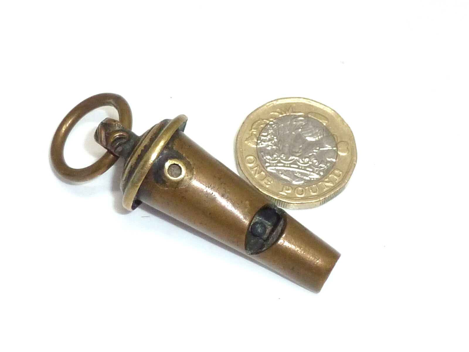 Antique 19th Century Beaufort Whistle Crossbelt Military Officers Brass Conical