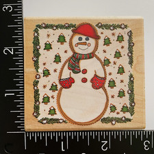 Inkadinkado Snowman Christmas Trees 9482O Wood Mounted Rubber Stamp