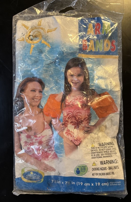 NIP Vintage Wet Set arm bands orange kid size new old stock 2009 Intex #59640EP