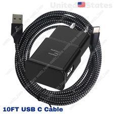 USB Fast Charger Wall Power Adapter 10Ft Long Type C Cable For Samsung Android